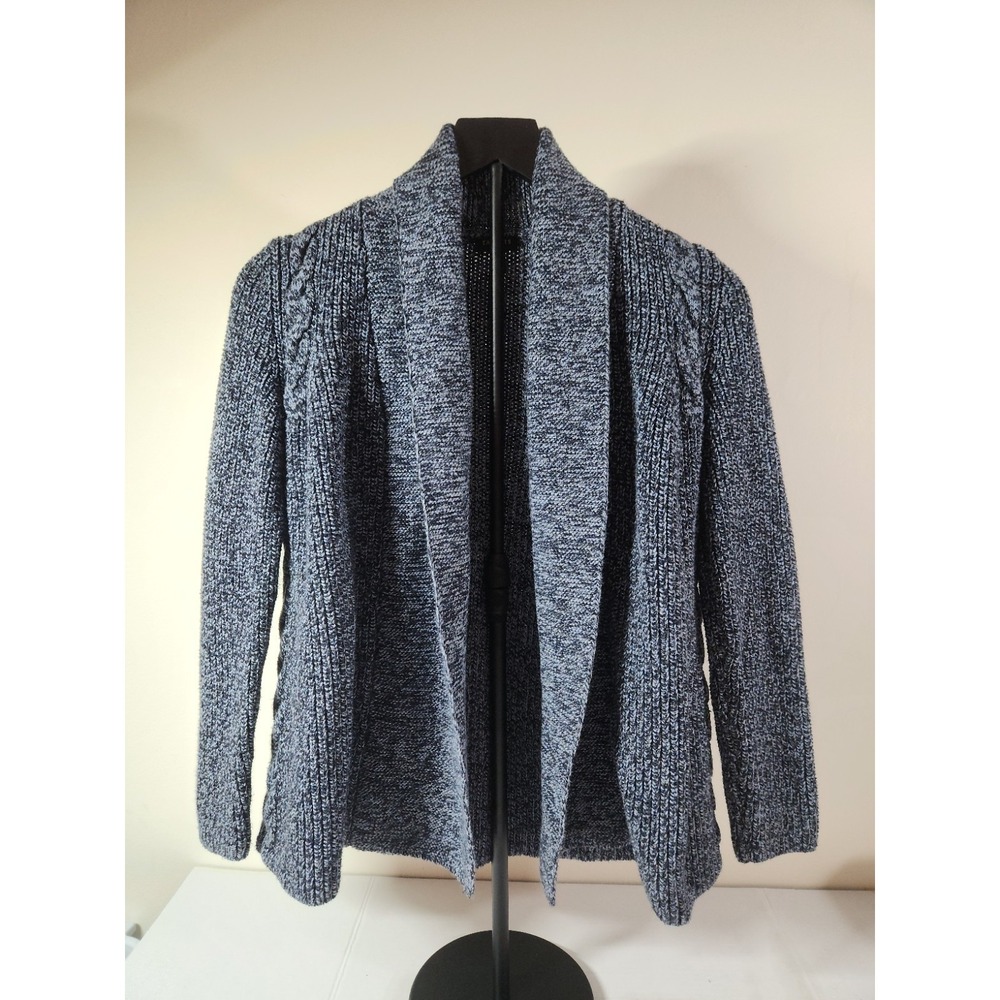 Vintage Talbots Cardigan Small SP Cotton Women‎ Navy Knit Open Swing Sweater Y2k